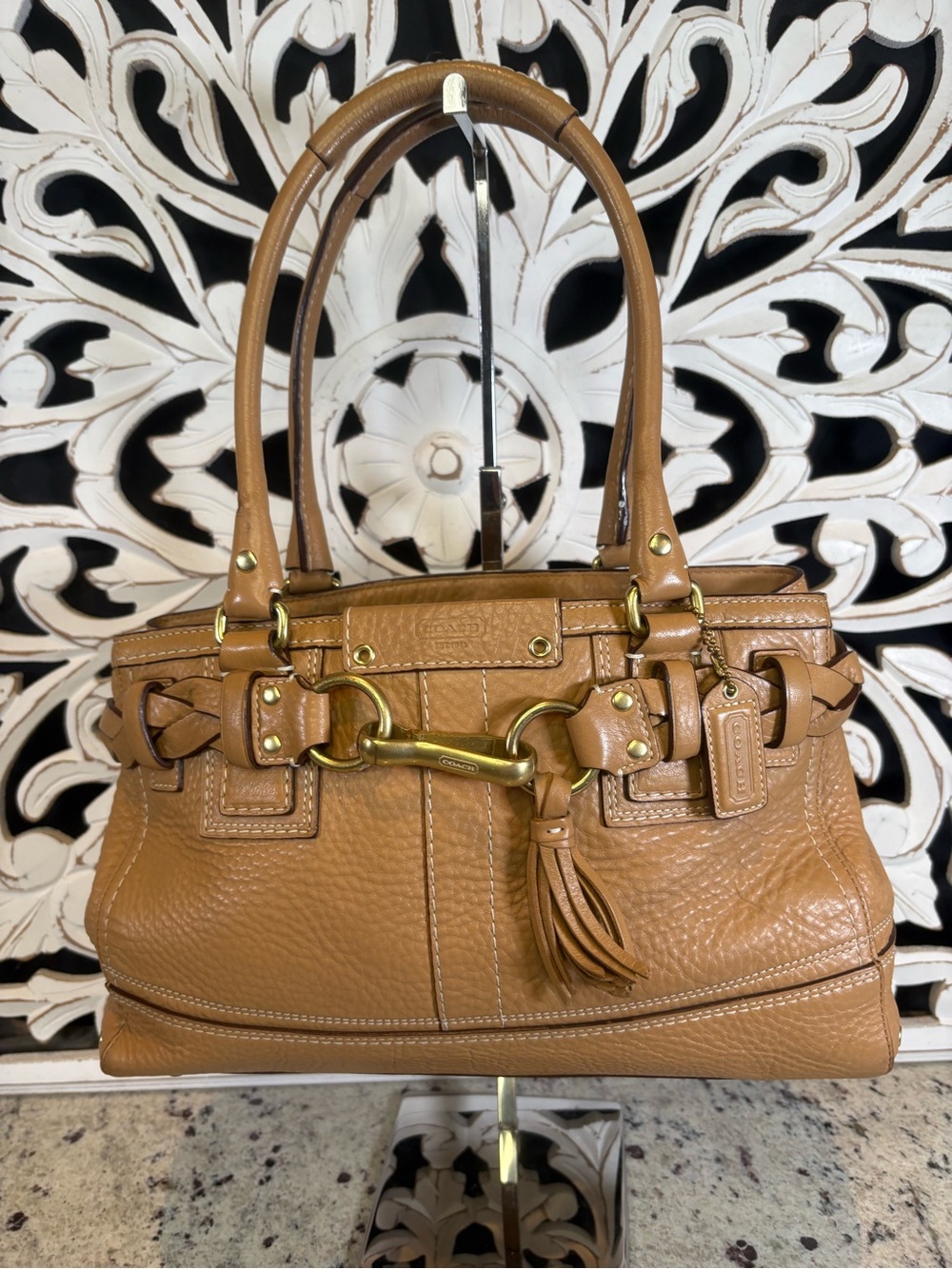 Coach Hampton #10528 Tan Leather Satchel